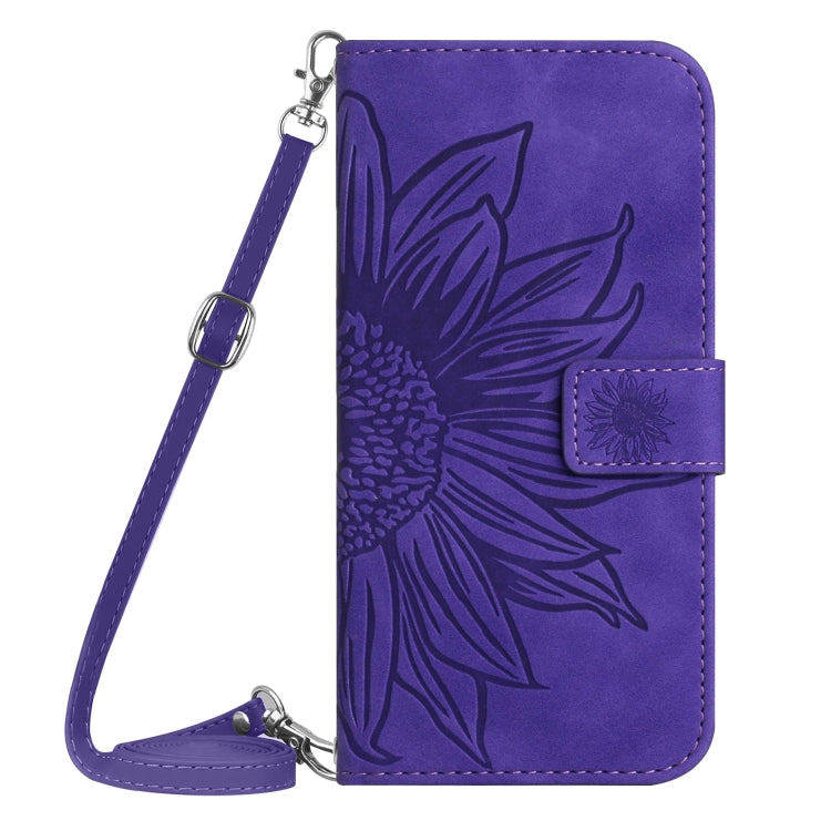 For Xiaomi Poco F5 Skin Feel Sun Flower Embossed Flip Leather Phone Case with Lanyard(Dark Purple) - Xiaomi Cases by PMC Jewellery | Online Shopping South Africa | PMC Jewellery | Buy Now Pay Later Mobicred