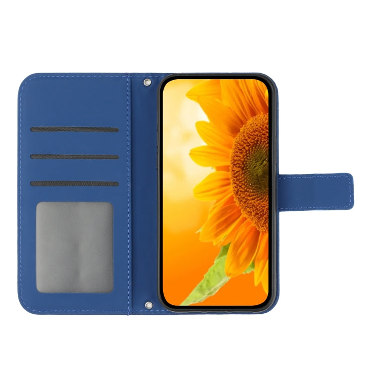 For Xiaomi Poco F5 Pro Skin Feel Sun Flower Embossed Flip Leather Phone Case with Lanyard(Dark Blue) - Xiaomi Cases by PMC Jewellery | Online Shopping South Africa | PMC Jewellery | Buy Now Pay Later Mobicred