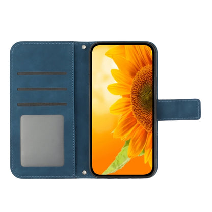 For Xiaomi Redmi 12 5G Skin Feel Sun Flower Embossed Flip Leather Phone Case with Lanyard(Inky Blue) - Xiaomi Cases by PMC Jewellery | Online Shopping South Africa | PMC Jewellery | Buy Now Pay Later Mobicred