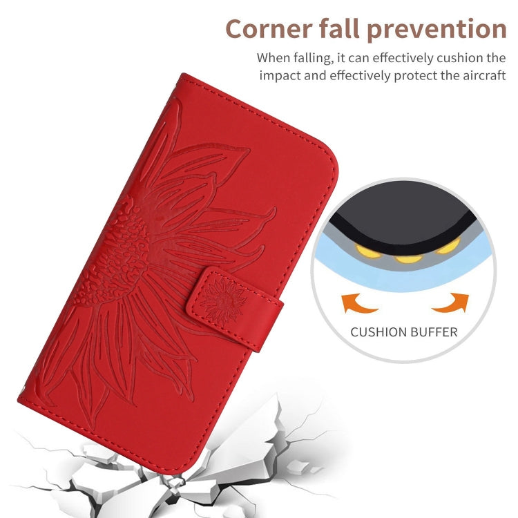 For Xiaomi 13T / 13T Pro Skin Feel Sun Flower Embossed Flip Leather Phone Case with Lanyard(Red) - Xiaomi Cases by PMC Jewellery | Online Shopping South Africa | PMC Jewellery | Buy Now Pay Later Mobicred