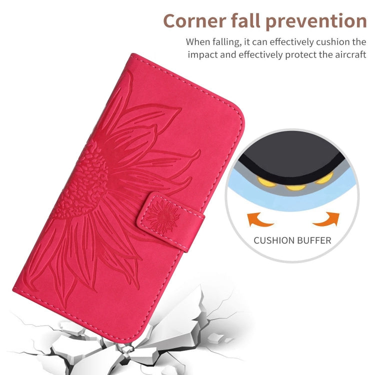 For Xiaomi Redmi A3 Skin Feel Sun Flower Embossed Flip Leather Phone Case with Lanyard(Rose Red) - Xiaomi Cases by PMC Jewellery | Online Shopping South Africa | PMC Jewellery | Buy Now Pay Later Mobicred