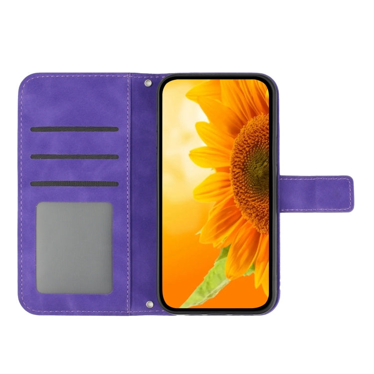 For Xiaomi 14 Ultra Skin Feel Sun Flower Embossed Flip Leather Phone Case with Lanyard(Dark Purple) - 14 Ultra Cases by PMC Jewellery | Online Shopping South Africa | PMC Jewellery | Buy Now Pay Later Mobicred