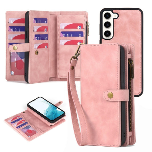 For Samsung Galaxy A12 5G Zipper Wallet Detachable MagSafe Leather Phone Case(Pink) - Galaxy Phone Cases by PMC Jewellery | Online Shopping South Africa | PMC Jewellery