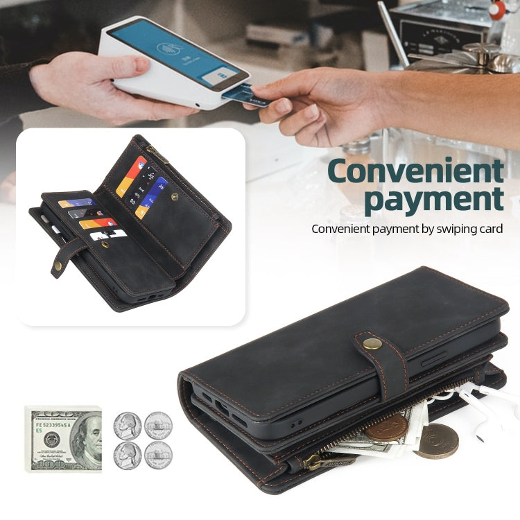 For Samsung Galaxy A14 5G Zipper Wallet Detachable MagSafe Leather Phone Case(Black) - Galaxy Phone Cases by PMC TechLife | Online Shopping South Africa | PMC TechLife