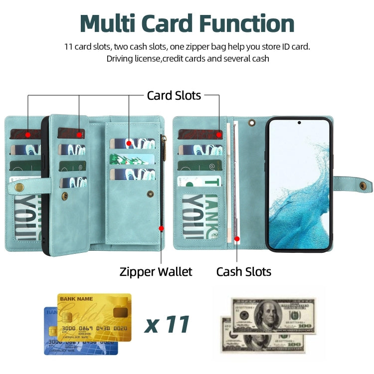 For Samsung Galaxy A32 4G Zipper Wallet Magnetic Detachable Leather Phone Case(Blue) - Galaxy Phone Cases by PMC TechLife | Online Shopping South Africa | PMC TechLife | Buy Now Pay Later Mobicred