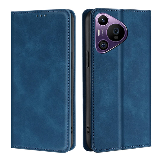 For Huawei Pura 70 Pro / Pro+ Skin Feel Magnetic Leather Phone Case(Blue) - Huawei Cases by PMC Jewellery | Online Shopping South Africa | PMC Jewellery | Buy Now Pay Later Mobicred