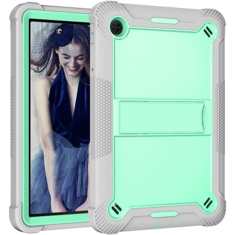 For TCL Tab 10 5G Shockproof Silicone Hybrid PC Tablet Case with Holder(Mint Green + Grey) - free shipping - PMC TechLife - Order now!