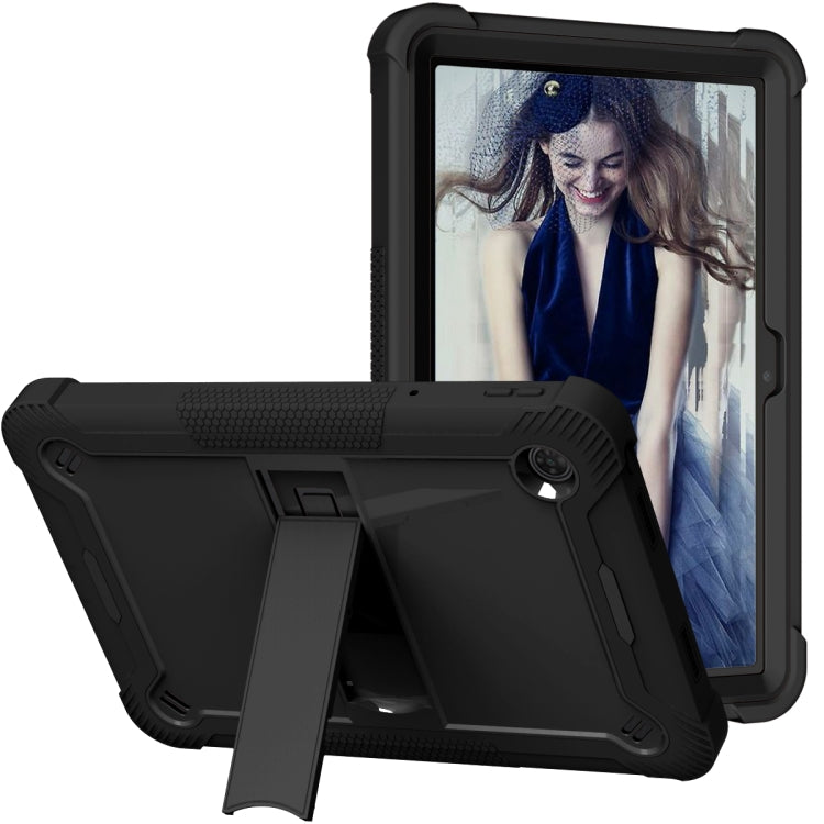 For TCL Tab 10 5G Shockproof Silicone Hybrid PC Tablet Case with Holder(Black) - Others by PMC TechLife | Online Shopping South Africa | PMC TechLife | Buy Now Pay Later Mobicred