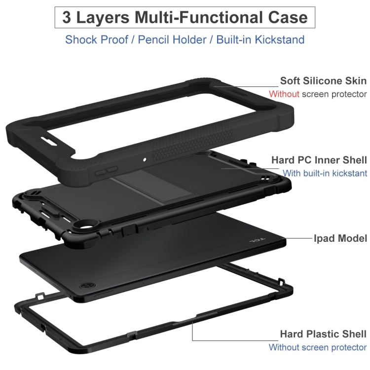 For TCL Tab 10 5G Shockproof Silicone Hybrid PC Tablet Case with Holder(Black) - Others by PMC TechLife | Online Shopping South Africa | PMC TechLife | Buy Now Pay Later Mobicred