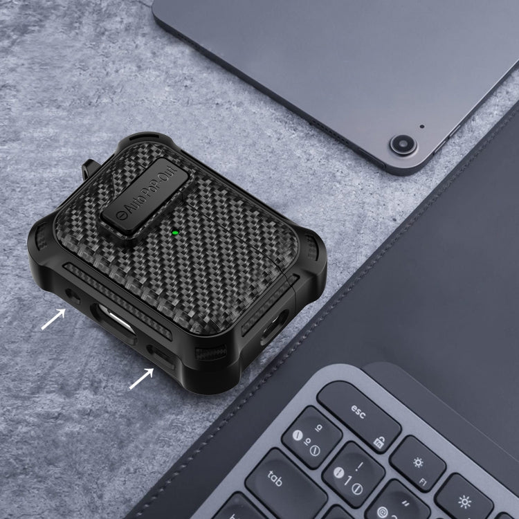 For AirPods Pro Alpha Carbon Fiber Wireless Bluetooth Earphone Protective Case(Purple) - For AirPods Pro by PMC Jewellery | Online Shopping South Africa | PMC Jewellery | Buy Now Pay Later Mobicred