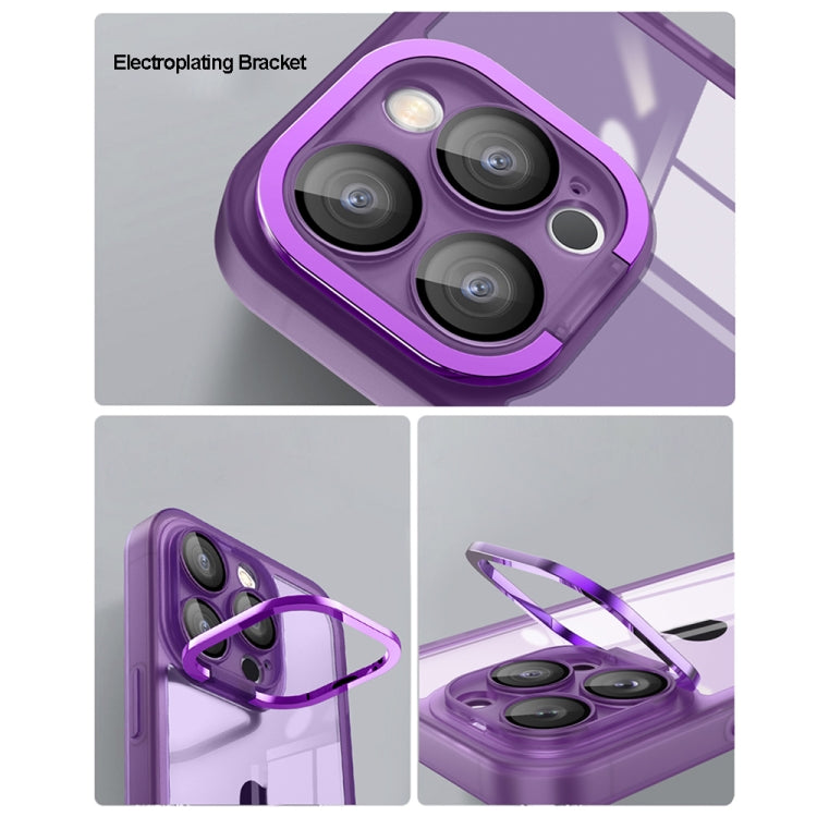 For iPhone 15 Invisible Lens Bracket Matte Transparent MagSafe Phone Case(Purple) - iPhone 15 Cases by PMC Jewellery | Online Shopping South Africa | PMC Jewellery