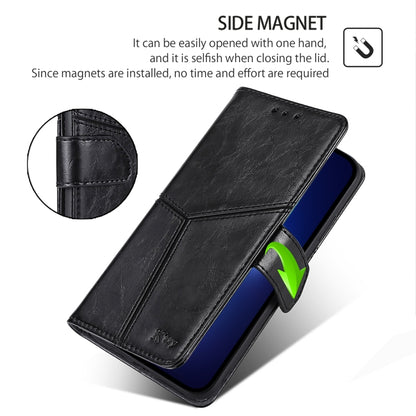 For Realme 12 5G Geometric Stitching Leather Phone Case(Black) - Realme Cases by PMC Jewellery | Online Shopping South Africa | PMC Jewellery | Buy Now Pay Later Mobicred