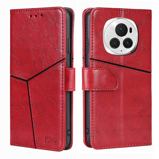 For Honor Magic6 Pro Geometric Stitching Leather Phone Case(Red) - Honor Cases by PMC Jewellery | Online Shopping South Africa | PMC Jewellery | Buy Now Pay Later Mobicred