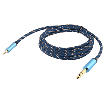 EMK 3.5mm Jack Male to 6.35mm Jack Male Gold Plated Connector Nylon Braid AUX Cable for Computer / X-BOX / PS3 / CD / DVD, Cable Length:3m(Dark Blue) - Audio Optical Cables by EMK | Online Shopping South Africa | PMC Jewellery | Buy Now Pay Later Mobicred