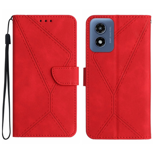 For Motorola Moto G Play 4G 2024 Stitching Embossed Leather Phone Case(Red) - Motorola Cases by PMC Jewellery | Online Shopping South Africa | PMC Jewellery | Buy Now Pay Later Mobicred