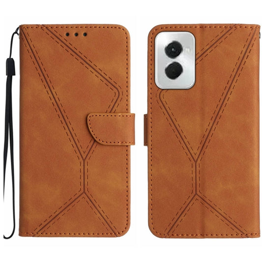 For Motorola Moto G Power 5G 2024 Stitching Embossed Leather Phone Case(Brown) - Motorola Cases by PMC Jewellery | Online Shopping South Africa | PMC Jewellery | Buy Now Pay Later Mobicred