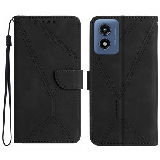 For Motorola Moto G Play 5G 2024 Stitching Embossed Leather Phone Case(Black) - Motorola Cases by PMC Jewellery | Online Shopping South Africa | PMC Jewellery | Buy Now Pay Later Mobicred