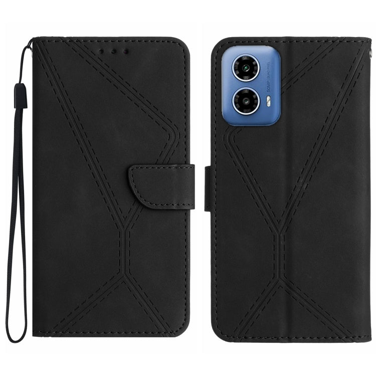 For Motorola Edge 5G 2024 Stitching Embossed Leather Phone Case(Black) - Motorola Cases by PMC Jewellery | Online Shopping South Africa | PMC Jewellery | Buy Now Pay Later Mobicred