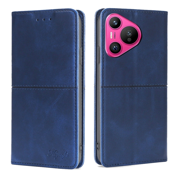 For Huawei Pura 70 5G Cow Texture Magnetic Leather Phone Case(Blue) - Huawei Cases by PMC Jewellery | Online Shopping South Africa | PMC Jewellery | Buy Now Pay Later Mobicred