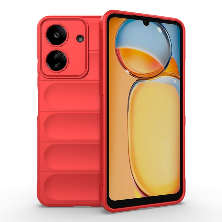 For Xiaomi Redmi 13C 4G Global Magic Shield TPU + Flannel Phone Case(Red) - 13C Cases by PMC Jewellery | Online Shopping South Africa | PMC Jewellery | Buy Now Pay Later Mobicred