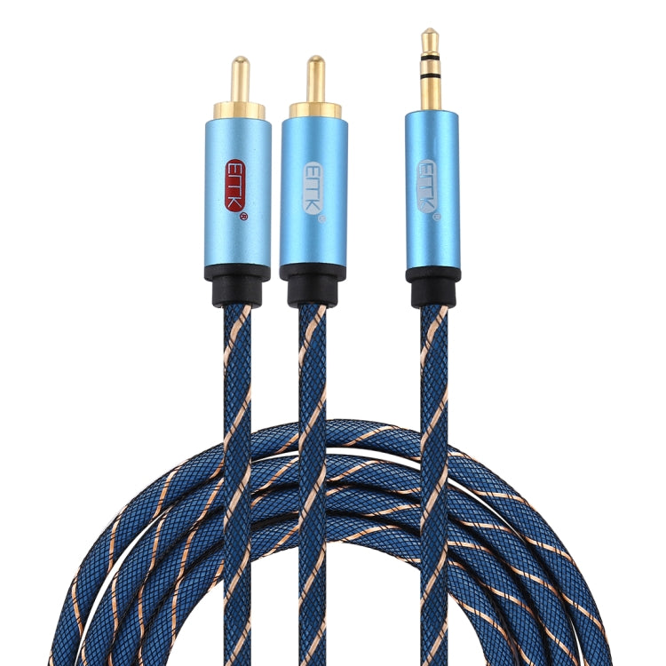 EMK 3.5mm Jack Male to 2 x RCA Male Gold Plated Connector Speaker Audio Cable, Cable Length:2m(Dark Blue) - Audio Optical Cables by EMK | Online Shopping South Africa | PMC Jewellery | Buy Now Pay Later Mobicred