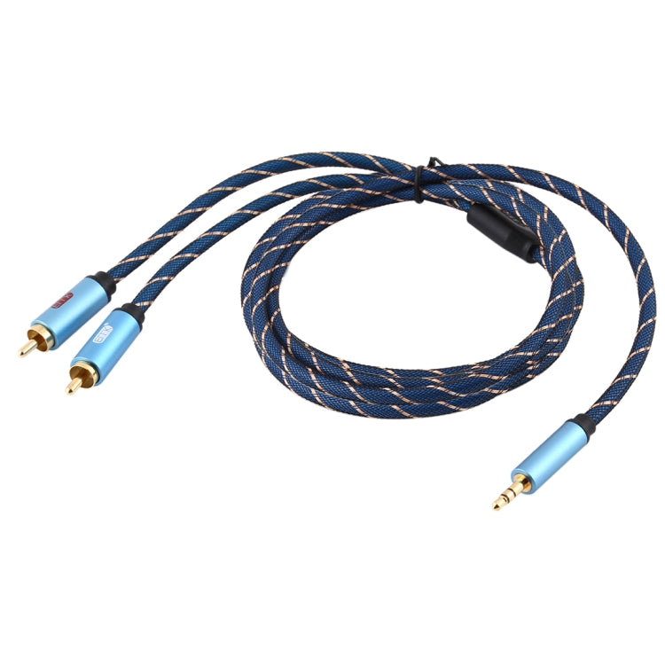 EMK 3.5mm Jack Male to 2 x RCA Male Gold Plated Connector Speaker Audio Cable, Cable Length:3m(Dark Blue) - Audio Optical Cables by EMK | Online Shopping South Africa | PMC Jewellery | Buy Now Pay Later Mobicred