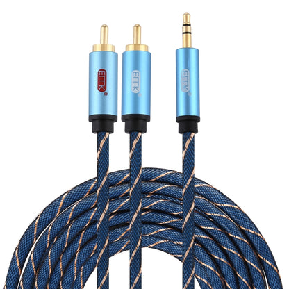 EMK 3.5mm Jack Male to 2 x RCA Male Gold Plated Connector Speaker Audio Cable, Cable Length:5m(Dark Blue) - Audio Optical Cables by EMK | Online Shopping South Africa | PMC Jewellery | Buy Now Pay Later Mobicred