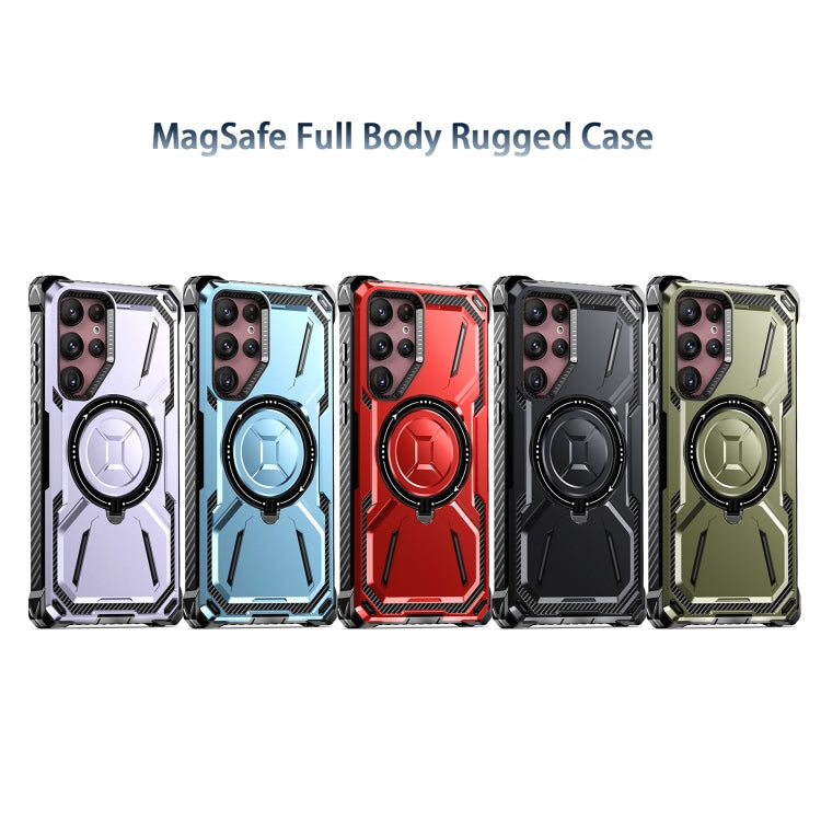 For Samsung Galaxy S22 Ultra 5G Armor Series Holder Phone Case(Red) - Galaxy S22 Ultra 5G Cases by PMC TechLife | Online Shopping South Africa | PMC TechLife