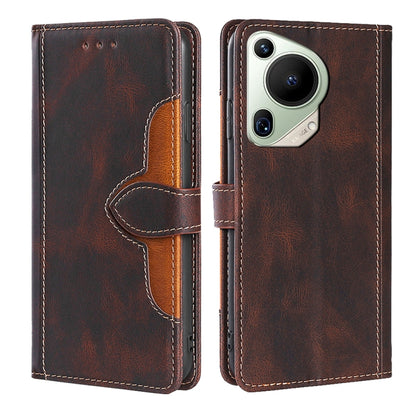 For Huawei Pura 70 Ultra 5G Skin Feel Magnetic Buckle Leather Phone Case(Brown) - Huawei Cases by PMC Jewellery | Online Shopping South Africa | PMC Jewellery | Buy Now Pay Later Mobicred