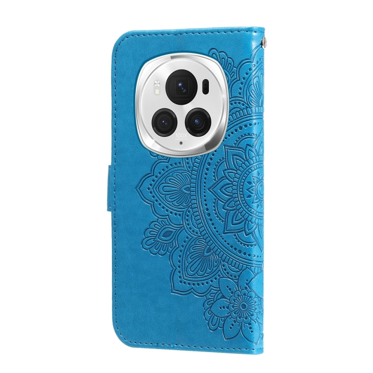 For Honor Magic6 Pro Seven-petal Flowers Embossing Leather Phone Case(Blue) - Honor Cases by PMC Jewellery | Online Shopping South Africa | PMC Jewellery | Buy Now Pay Later Mobicred