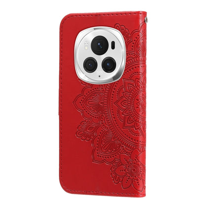 For Honor Magic6 Pro Seven-petal Flowers Embossing Leather Phone Case(Red) - Honor Cases by PMC Jewellery | Online Shopping South Africa | PMC Jewellery | Buy Now Pay Later Mobicred