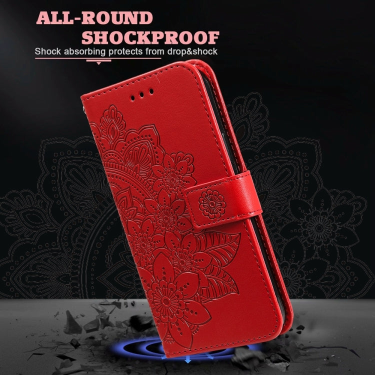 For Honor Magic6 Pro Seven-petal Flowers Embossing Leather Phone Case(Red) - Honor Cases by PMC Jewellery | Online Shopping South Africa | PMC Jewellery | Buy Now Pay Later Mobicred