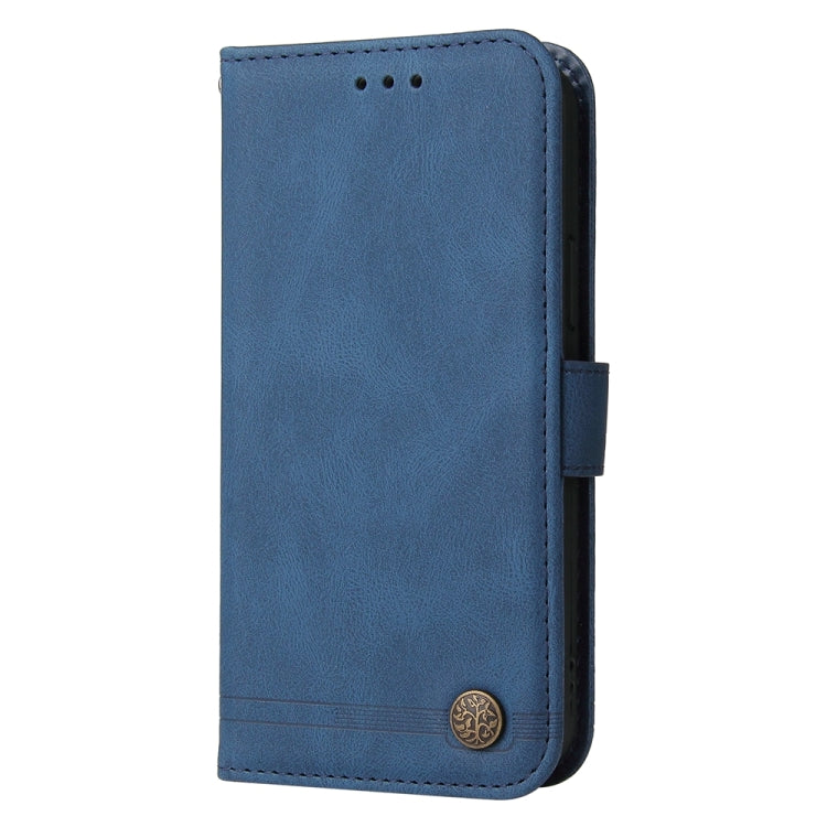 For Honor 100 Pro Skin Feel Life Tree Metal Button Leather Phone Case(Blue) - Honor Cases by PMC TechLife | Online Shopping South Africa | PMC TechLife | Buy Now Pay Later Mobicred