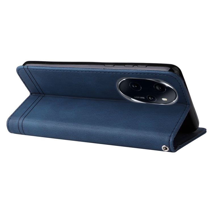 For Honor 100 Pro Skin Feel Life Tree Metal Button Leather Phone Case(Blue) - Honor Cases by PMC TechLife | Online Shopping South Africa | PMC TechLife | Buy Now Pay Later Mobicred