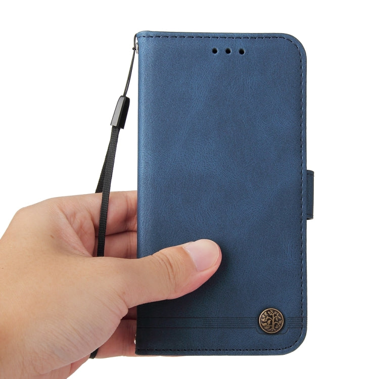 For Honor 100 Pro Skin Feel Life Tree Metal Button Leather Phone Case(Blue) - Honor Cases by PMC TechLife | Online Shopping South Africa | PMC TechLife | Buy Now Pay Later Mobicred