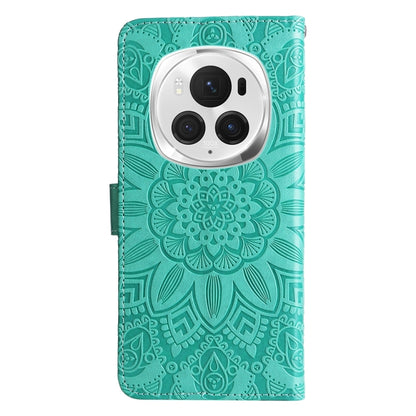 For Honor Magic6 Pro Embossed Sunflower Leather Phone Case(Green) - Honor Cases by PMC Jewellery | Online Shopping South Africa | PMC Jewellery | Buy Now Pay Later Mobicred