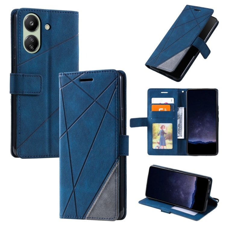 For Xiaomi Redmi 13C Skin Feel Splicing Leather Phone Case(Blue) - 13C Cases by PMC Jewellery | Online Shopping South Africa | PMC Jewellery