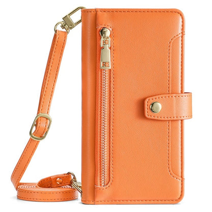 For Honor Magic6 Pro 5G Sheep Texture Cross-body Zipper Wallet Leather Phone Case(Orange) - Honor Cases by PMC Jewellery | Online Shopping South Africa | PMC Jewellery | Buy Now Pay Later Mobicred