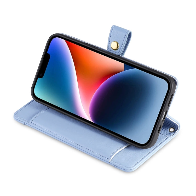 For OnePlus Ace 2 Pro Sheep Texture Cross-body Zipper Wallet Leather Phone Case(Blue) - OnePlus Cases by PMC TechLife | Online Shopping South Africa | PMC TechLife | Buy Now Pay Later Mobicred