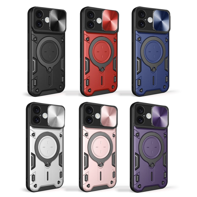 For iPhone 16 CD Texture Sliding Camshield Magnetic Holder Phone Case(Black) - iPhone 16 Cases by PMC TechLife | Online Shopping South Africa | PMC TechLife | Buy Now Pay Later Mobicred