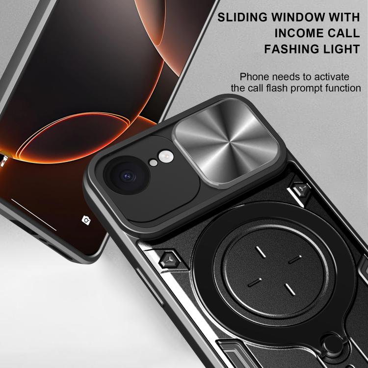 For iPhone 16e CD Texture Sliding Camshield Magnetic Holder Phone Case(Red) - iPhone 16e Cases by PMC TechLife | Online Shopping South Africa | PMC TechLife | Buy Now Pay Later Mobicred