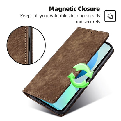 For Huawei Pura 70 RFID Anti-theft Brush Magnetic Leather Phone Case(Brown) - Huawei Cases by PMC Jewellery | Online Shopping South Africa | PMC Jewellery | Buy Now Pay Later Mobicred