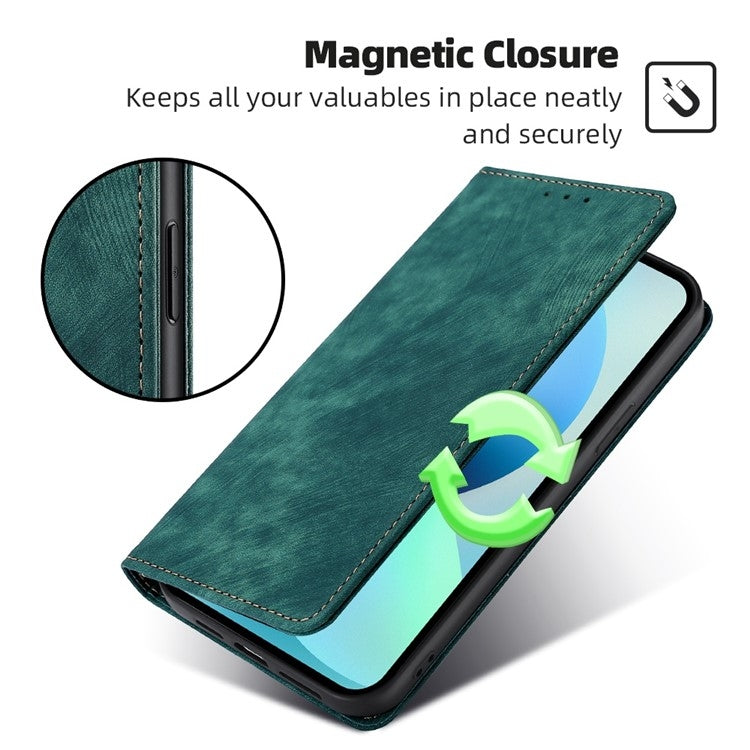 For Huawei Pura 70 RFID Anti-theft Brush Magnetic Leather Phone Case(Green) - Huawei Cases by PMC Jewellery | Online Shopping South Africa | PMC Jewellery | Buy Now Pay Later Mobicred