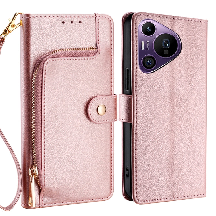 For Huawei Pura 70 Pro / 70 Pro+ 5G Zipper Bag Leather Phone Case(Rose Gold) - Huawei Cases by PMC Jewellery | Online Shopping South Africa | PMC Jewellery | Buy Now Pay Later Mobicred