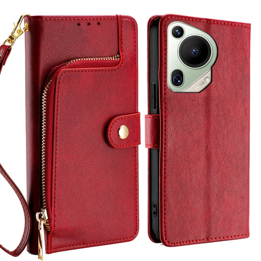 For Huawei Pura 70 Ultra 5G Zipper Bag Leather Phone Case(Red) - Huawei Cases by PMC Jewellery | Online Shopping South Africa | PMC Jewellery | Buy Now Pay Later Mobicred