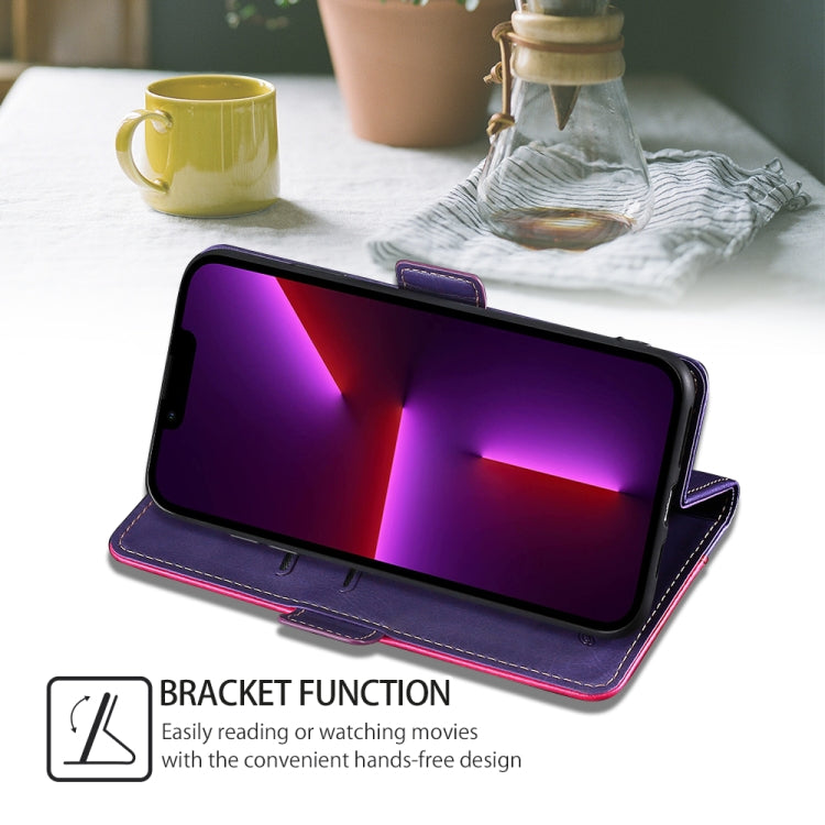 For Huawei Pura 70 5G Contrast Color Side Buckle Leather Phone Case(Purple + Rose Red) - Huawei Cases by PMC Jewellery | Online Shopping South Africa | PMC Jewellery | Buy Now Pay Later Mobicred