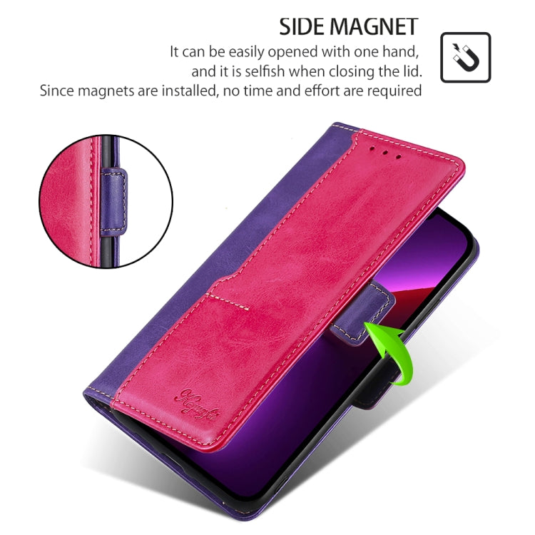 For Huawei Pura 70 5G Contrast Color Side Buckle Leather Phone Case(Purple + Rose Red) - Huawei Cases by PMC Jewellery | Online Shopping South Africa | PMC Jewellery | Buy Now Pay Later Mobicred