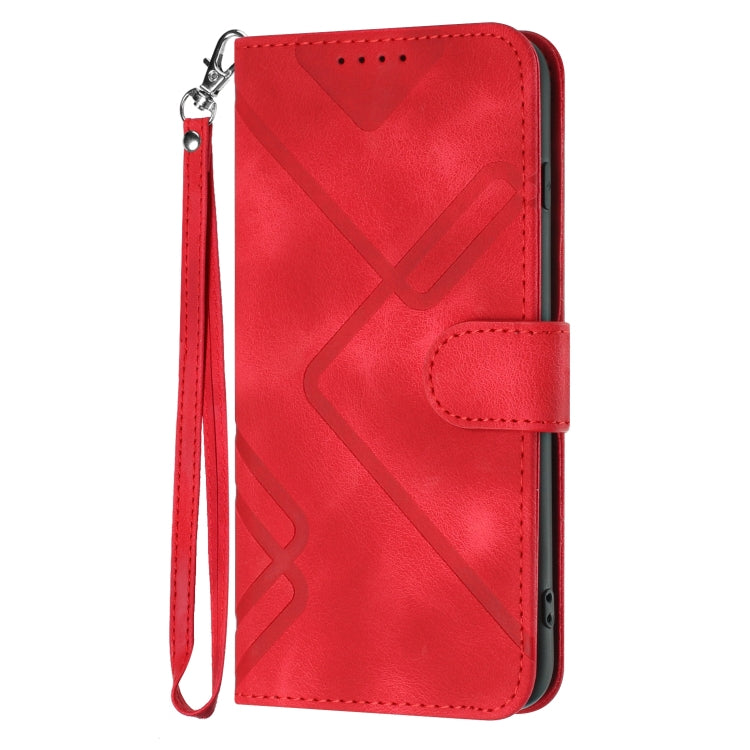 For Xiaomi Redmi K70 Line Pattern Skin Feel Leather Phone Case(Red) - K70 Cases by PMC Jewellery | Online Shopping South Africa | PMC Jewellery | Buy Now Pay Later Mobicred