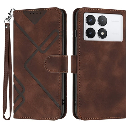 For Xiaomi Redmi K70 Line Pattern Skin Feel Leather Phone Case(Coffee) - K70 Cases by PMC Jewellery | Online Shopping South Africa | PMC Jewellery | Buy Now Pay Later Mobicred