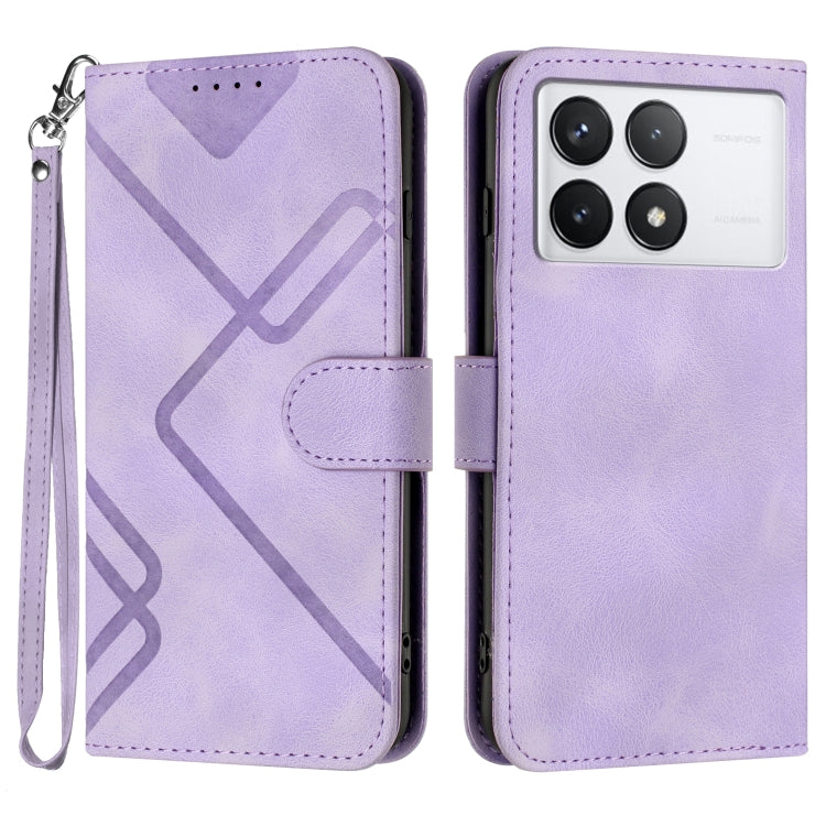 For Xiaomi Redmi K70 Line Pattern Skin Feel Leather Phone Case(Light Purple) - K70 Cases by PMC Jewellery | Online Shopping South Africa | PMC Jewellery | Buy Now Pay Later Mobicred